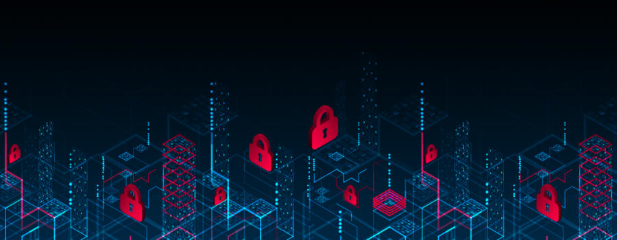 Cybersecurity header with red padlocks