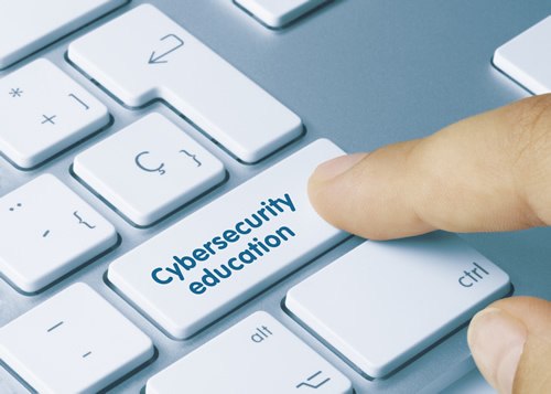 cybersecurity education button on a keyboard