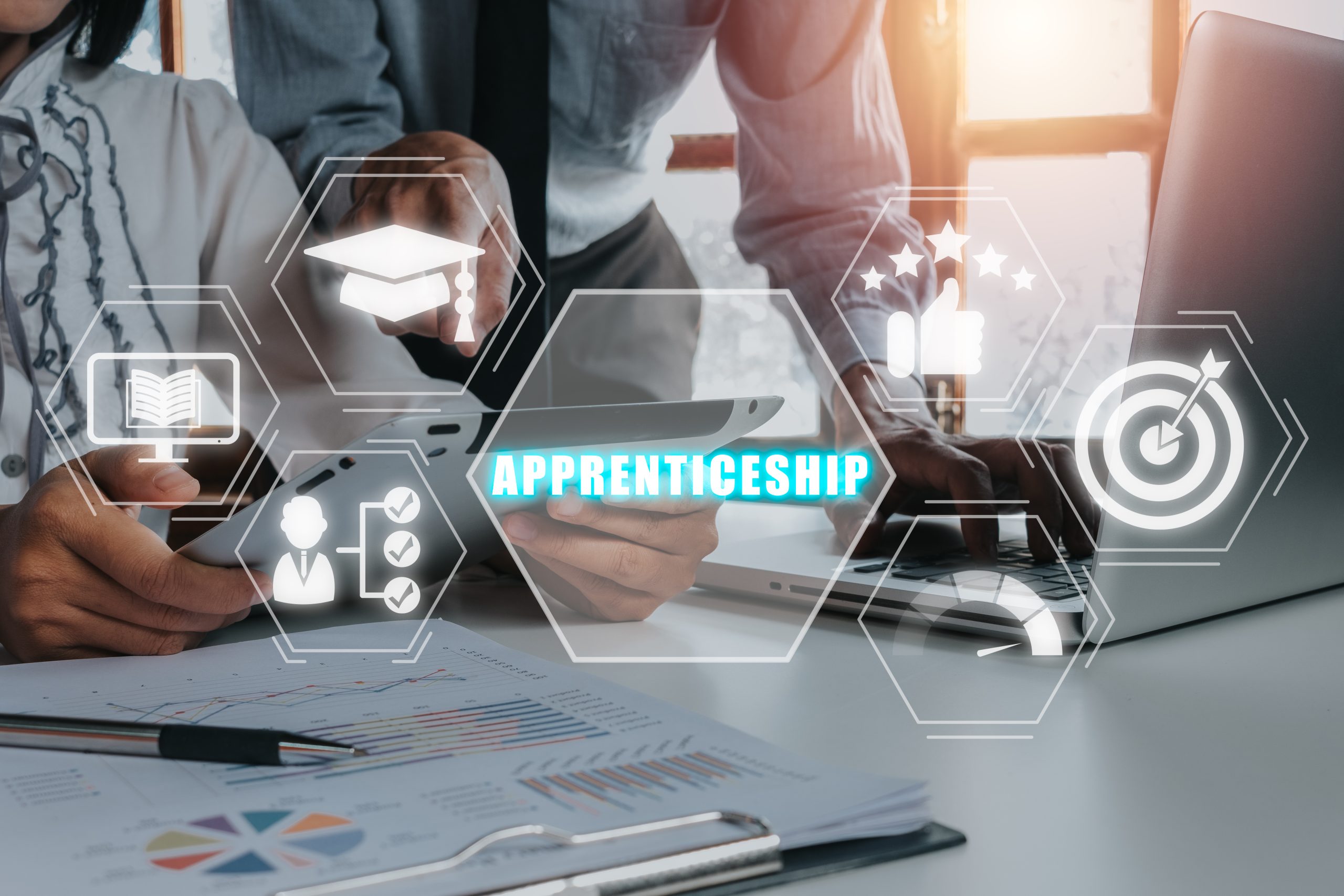 Apprenticeship icon on virtual screen.